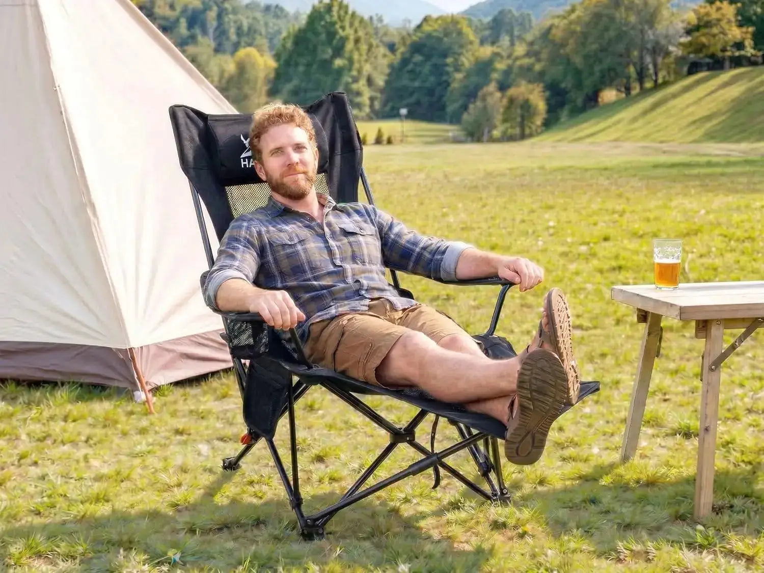 Reclining Camping Chair with Footrest, Ultra-Lightweight 8 lbs, 4-Position Adjustable, Portable Folding Lounge Chair for Outdoor from PriceLows™