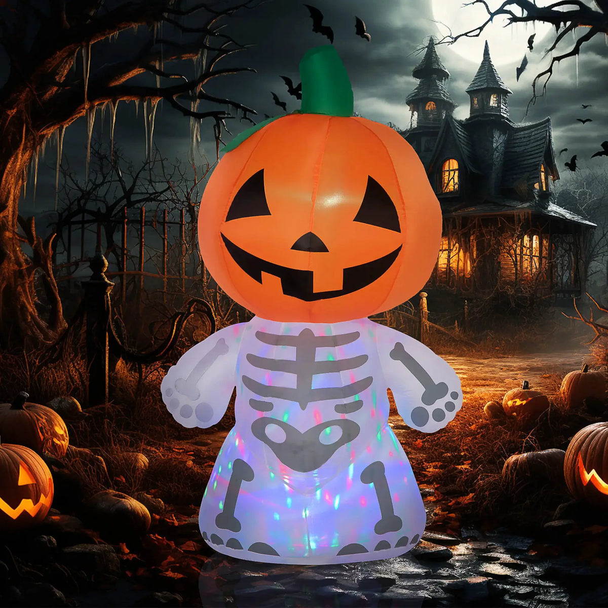 Inflatable Pumpkin Man | 6 Foot Tall | LED Lights | Outdoor Decor