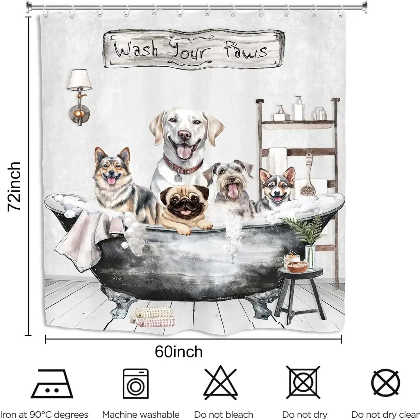 Funny Dogs Cute Shower Curtain Bulldog Pet Hilarious Schnauzer Farmhouse Rustic Bathroom Set Accessories Decor with 12Pack Hoo from PriceLows™