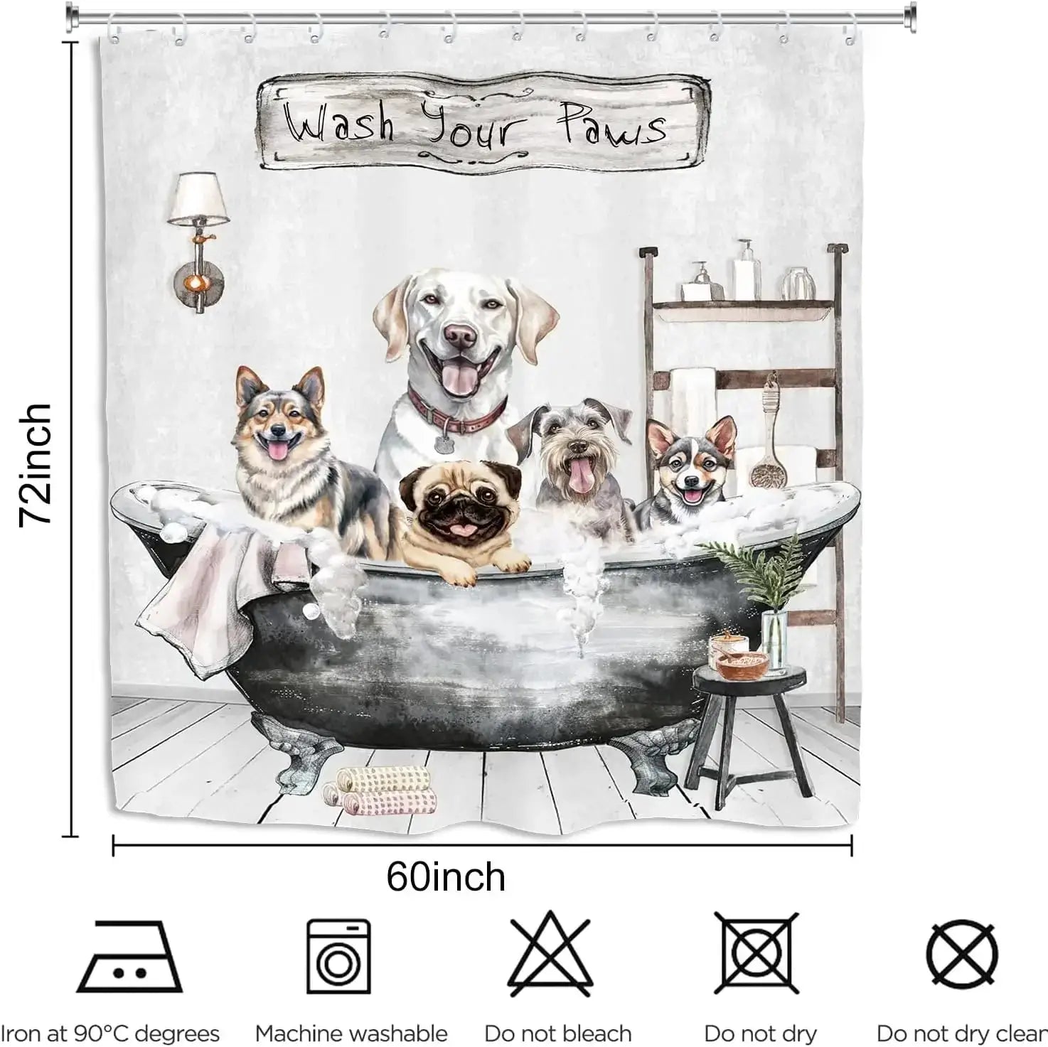 Funny Dogs Cute Shower Curtain Bulldog Pet Hilarious Schnauzer Farmhouse Rustic Bathroom Set Accessories Decor with 12Pack Hoo from PriceLows™