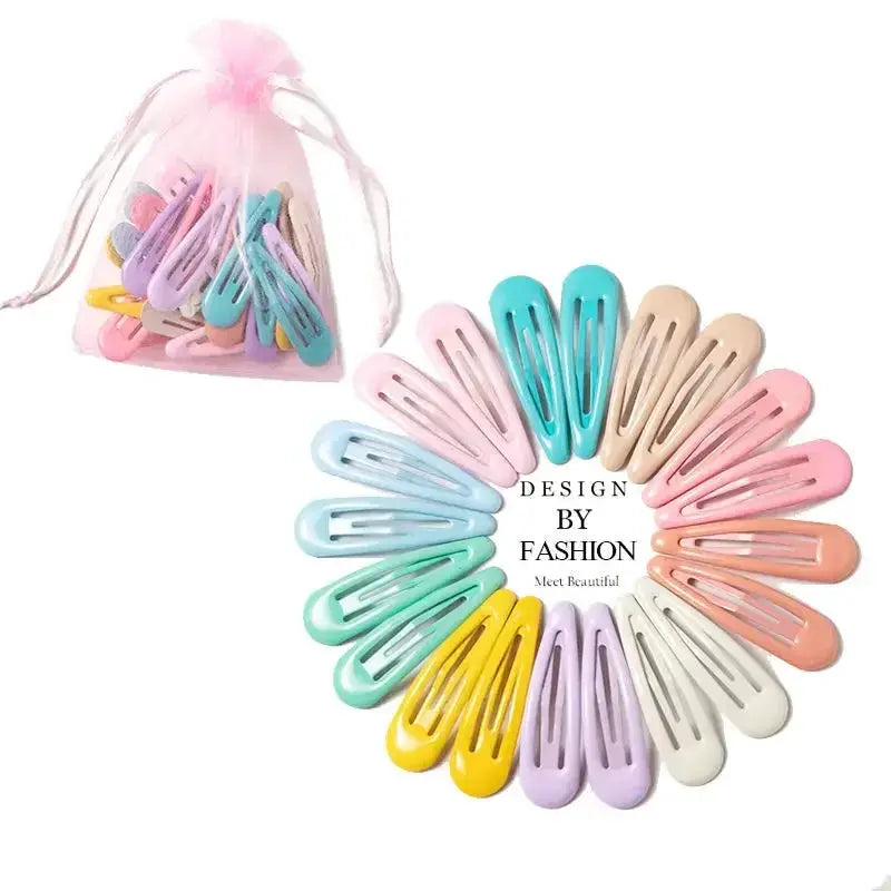 Sweet Waterdrop Snap Hair Clips | Metal Barrettes | Candy Color | 10 Pcs