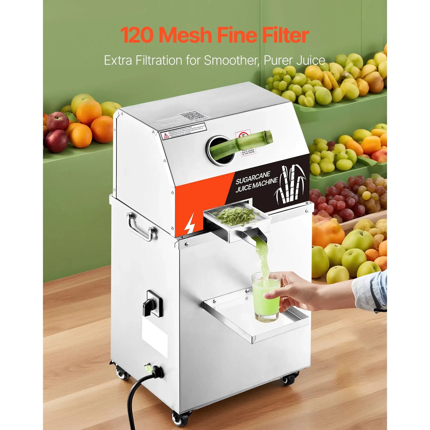 SucceBuy Commercial Sugar Cane Juicer 800W Electric Sugarcane Juicer Machine with 661LBS/H High Output 3 Stainless Steel Rollers Sugar Cane Press Juice Extractor Squeezer on Wheels for Home Commercial from PriceLows™