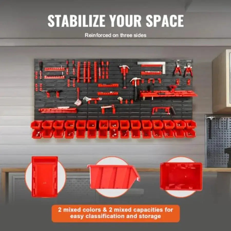Wall Mounted Storage Rack System, with Wall Panels/Tool Holders/Hooks, Garage Plastic Shop Tool Organizer for Nuts, Bolts, Scre from PriceLows™