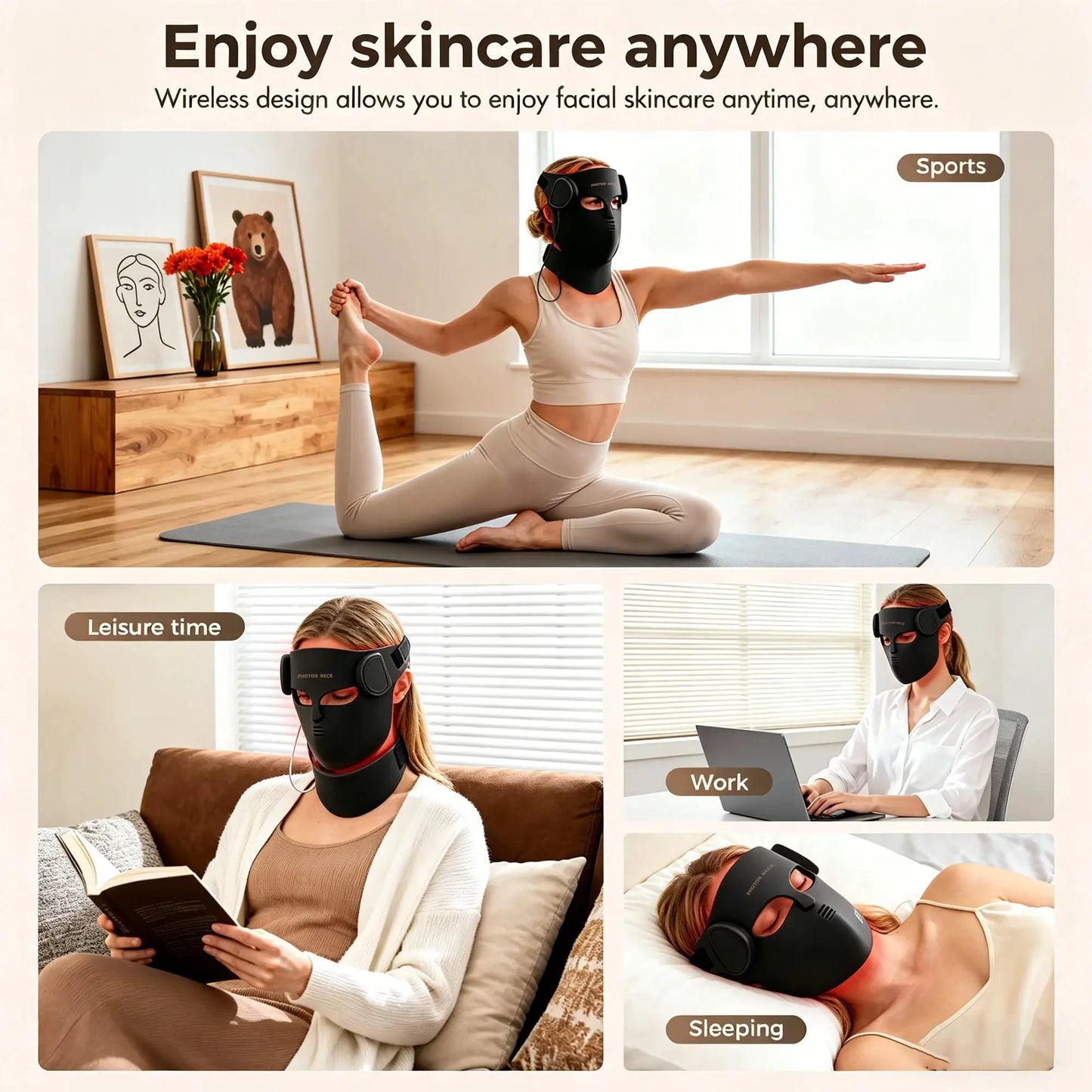 Red Light Therapy 8 Colors LED Face Mask with Neck Silicone Photon Infrared Therapy Mask for Reduce Wrinkle Acne Facial Care from PriceLows™