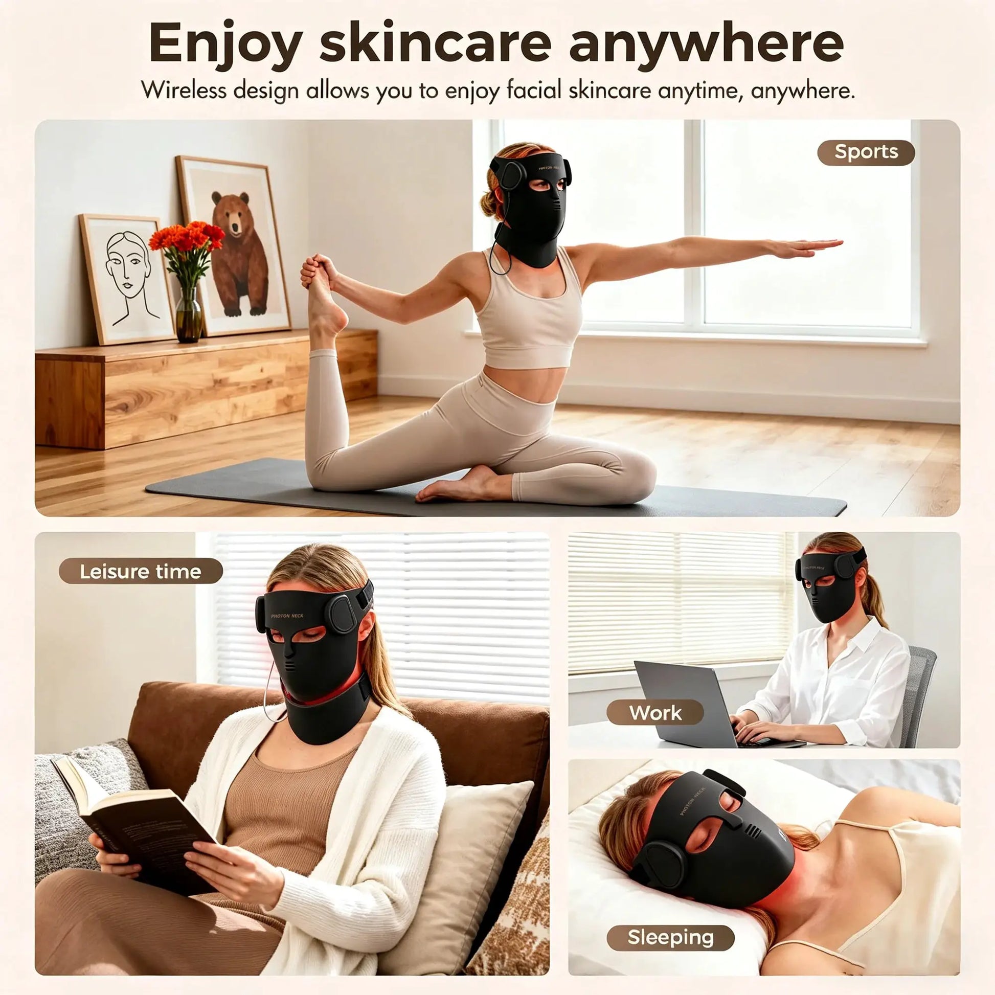 Red Light Therapy 8 Colors LED Face Mask with Neck Silicone Photon Infrared Therapy Mask for Reduce Wrinkle Acne Facial Care from PriceLows™