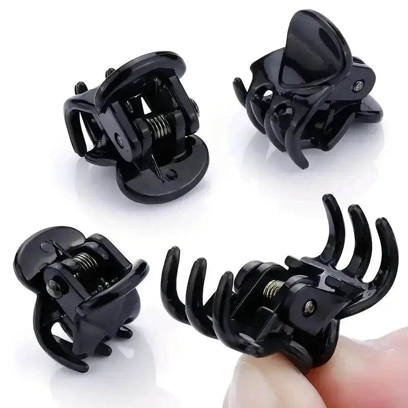 Small Hair Claw Clips | Mini Size | Black And Clear Plastic