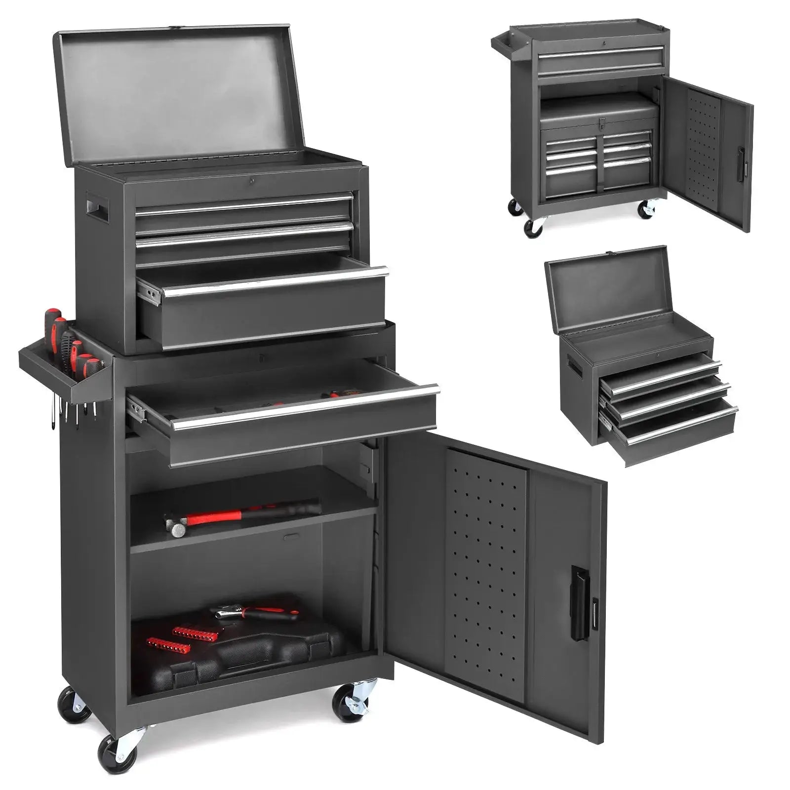 Rolling Tool Chest Tool Organizer Box with Lockable Wheels & Detachable Top NEW from PriceLows™