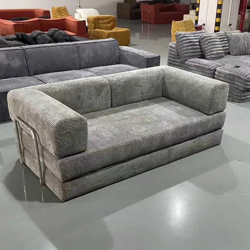 Sofa Bed | Corduroy Fabric | Foldable | L Shaped, Customizable from PriceLows™