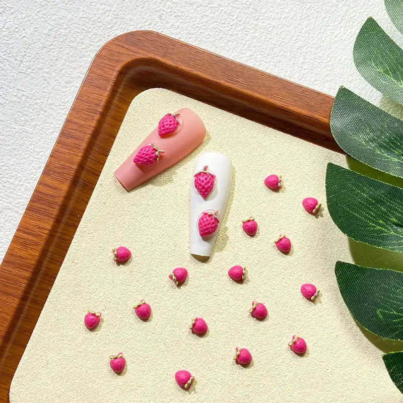 58Pcs New Cute Strawberry Mini Resin Nail 3D Art Stickers Kawaii Decorations Carfts Stones For Korean Nail Art Decorations from PriceLows™