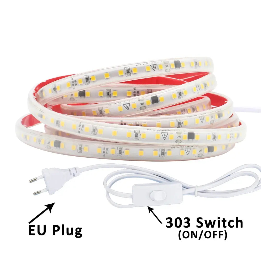 220V LED Strip Light SMD2835 120LEDs/m Waterproof Tape Lamp with EU Plug 1M 2M 3M 5M 10M 15M 20M Decor Lighting for the Yard from PriceLows™