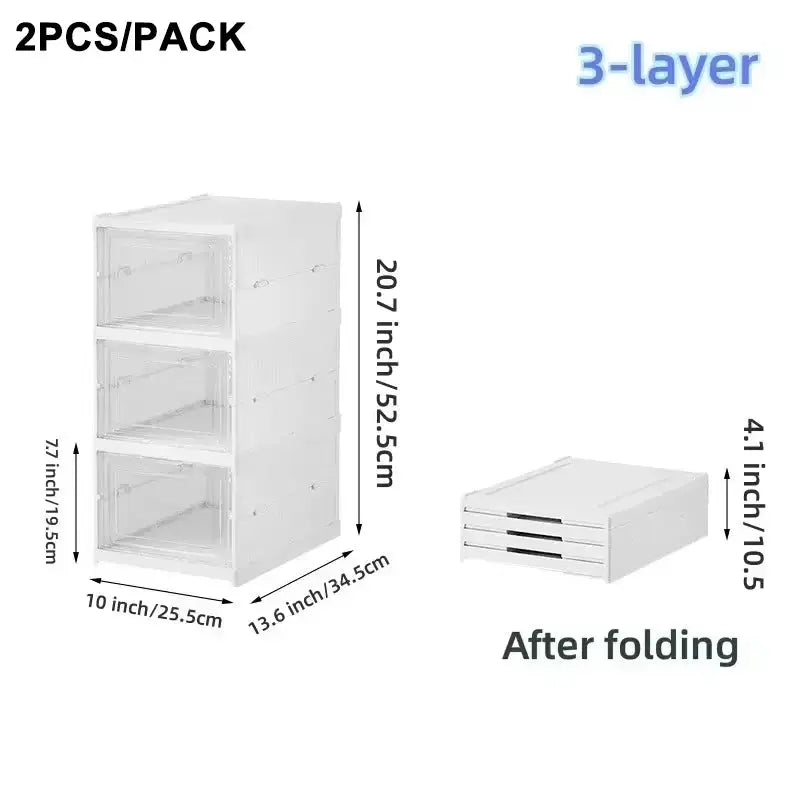 Foldable Clear Shoe Storage Organizer, Stackable Dustproof Thickened Sneaker, Shoe Box Rack Cabinet for Closet Dorm Apartment from PriceLows™
