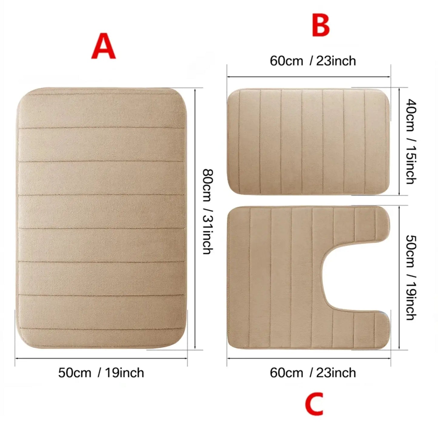 1/2/3pc Set Memory Foam Bath Mat Bathroom Anti-skid Carpet Quick Water Absorption Machine Washable Soft Comfortable Floor Rug from PriceLows™