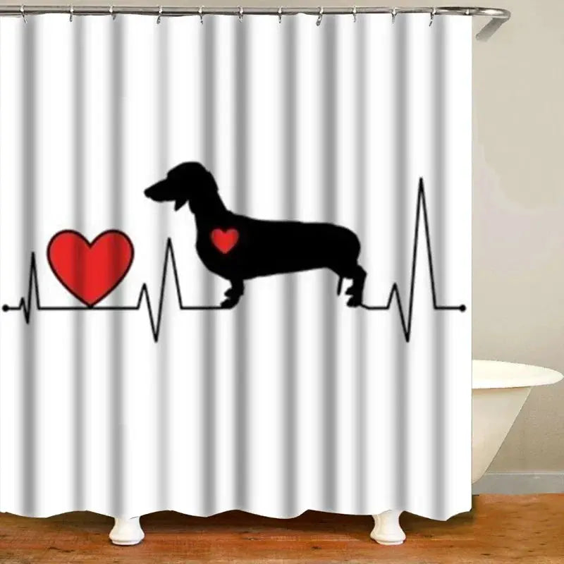 Funny Sausage Dog Dachshund Shower Curtains for Bathroom, Cartoon Dogs Bath Curtains with Cute Animals Waterproof Machine Wash from PriceLows™