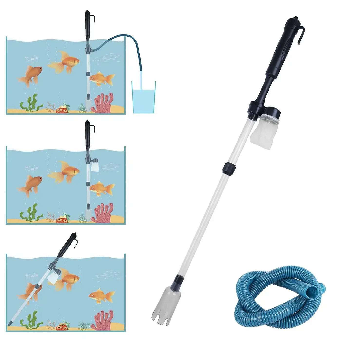Aquarium Gravel Cleaner Siphon | 520 Lph Flow Rate | Adjustable 56 To 80 Cm