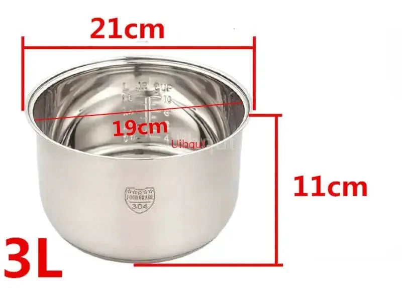 Rice Cooker Inner Pot | 304 Stainless Steel | Nonstick | Universal Fit