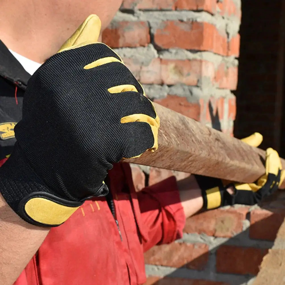 Cowhide Leather Work Gloves Safety Labour Protection Garden Sports Motorcycle Driver Workers Work Welding Wear-resistant Gloves from PriceLows™