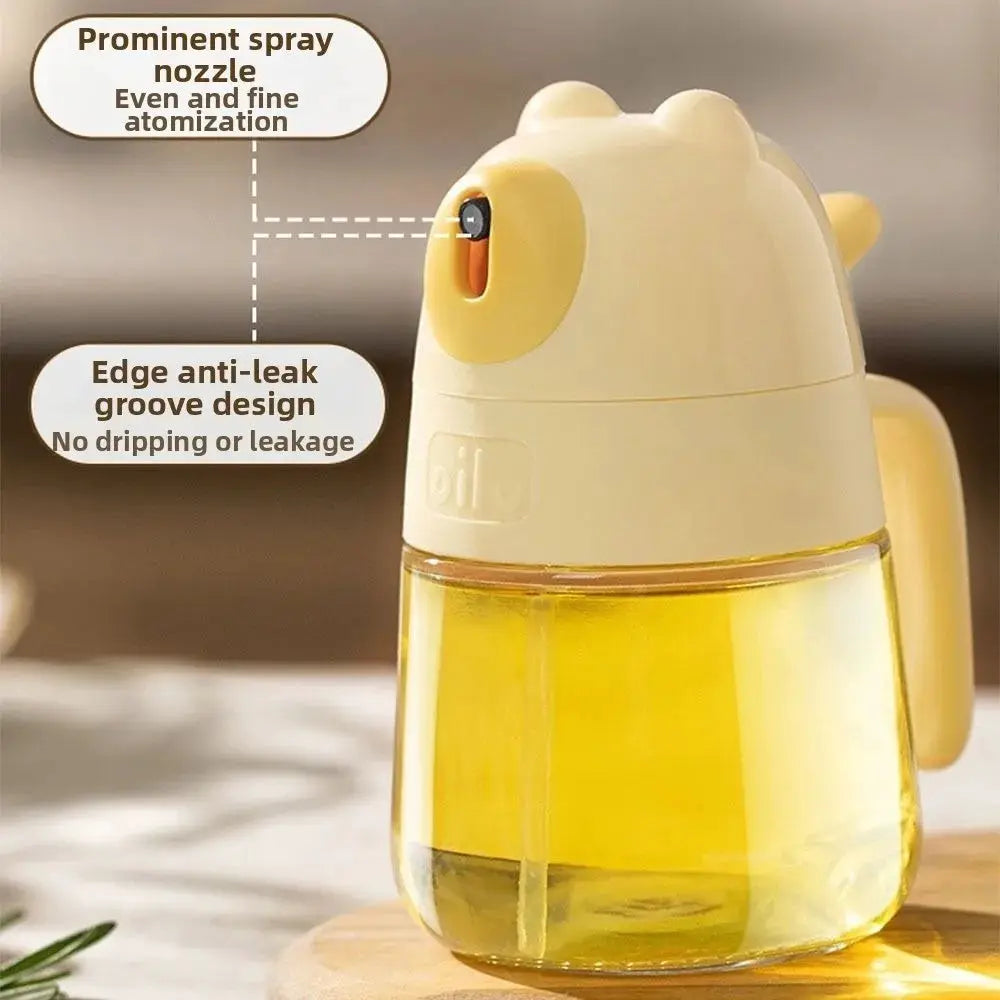 Glass Oil Sprayer Bottle | 300ml Capacity | Refillable | White Yellow