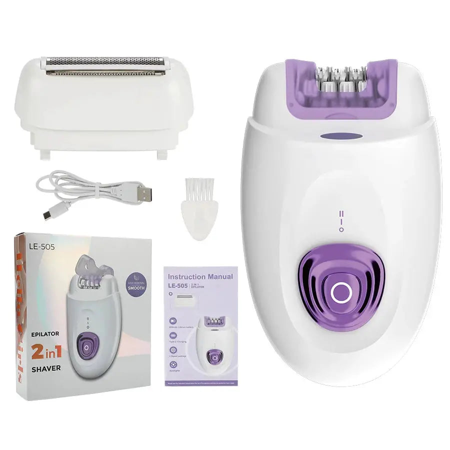 Rechargeable Epilator Shaver | 32 Tweezers | 60 Min Battery | 2 Speeds