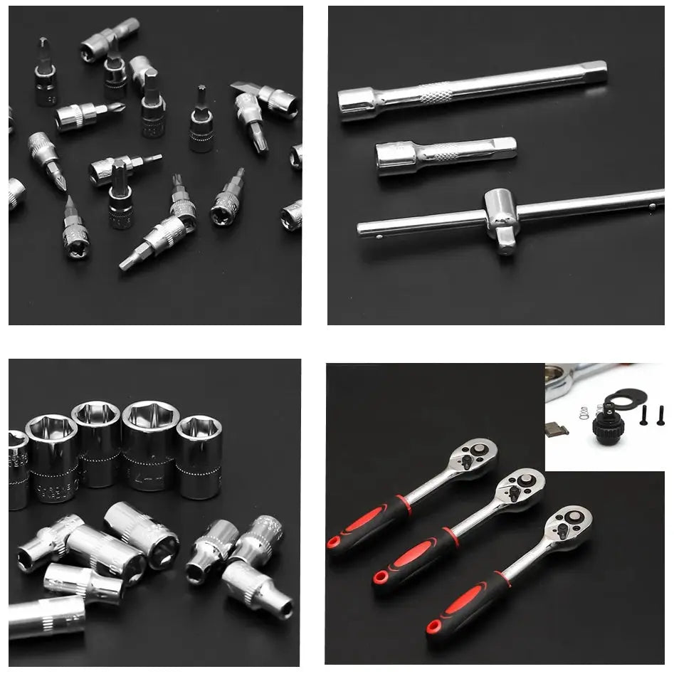 Krachtige 46pcs/set Carbon Steel Combination Set 1/4" Wrench Socket Spanner Screwdriver Household Motorcycle Car Repair Tool from PriceLows™