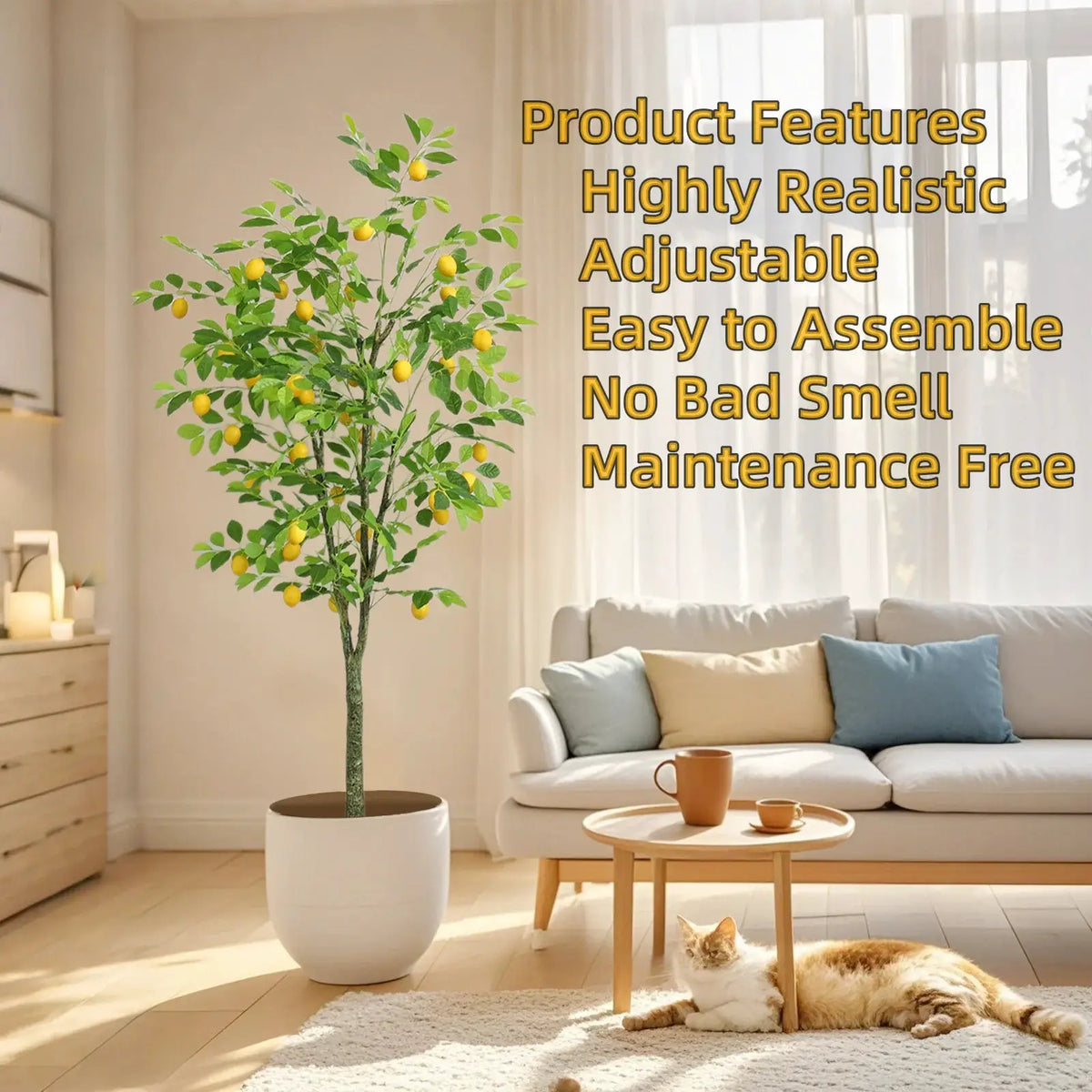 Artificial Lemon Tree | 180 Cm Height | Realistic Indoor Plant | Large Pot