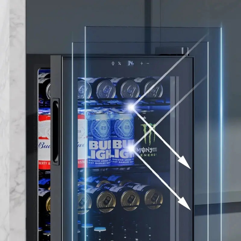 Beverage Refrigerator Cooler-77Cans Freestanding Mini Fridge Cooler with Glass Door for Home Office from PriceLows™
