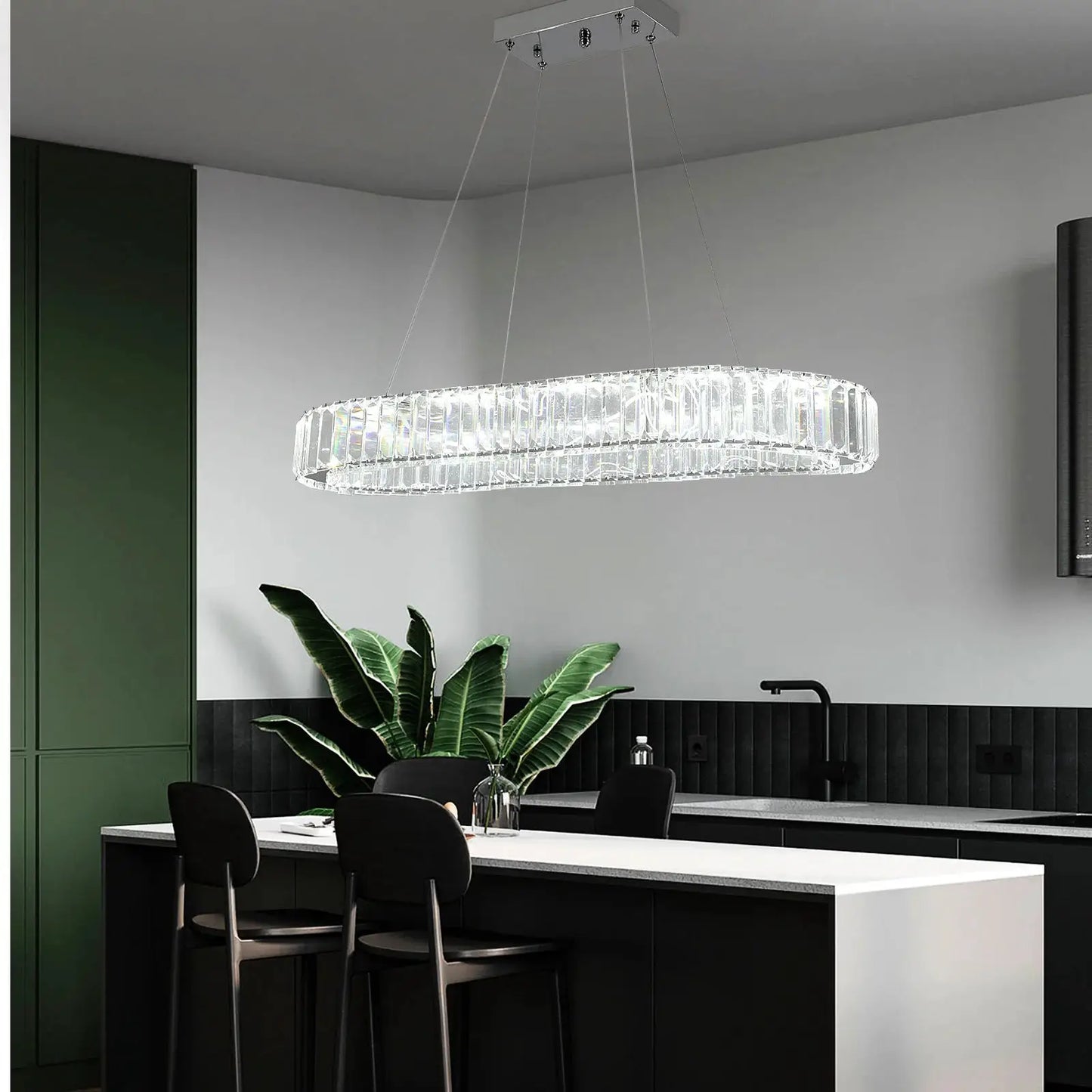 VETRULUS Modern Luxury Crystal Oval Design Led Chandelier Ceiling Lamp Nordic Pendant Hanging Light Fixture Living Bedroom Hotel from PriceLows™