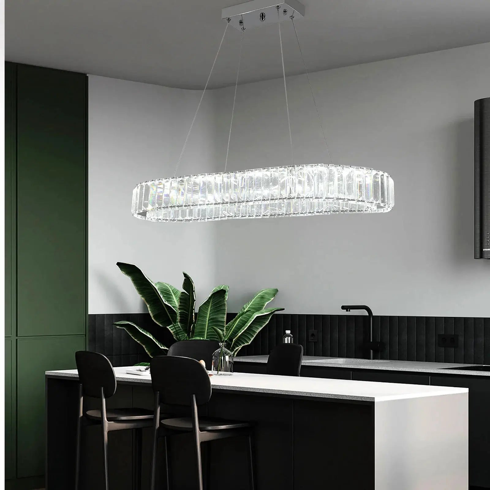 VETRULUS Modern Luxury Crystal Oval Design Led Chandelier Ceiling Lamp Nordic Pendant Hanging Light Fixture Living Bedroom Hotel from PriceLows™