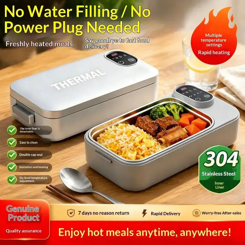 Heated Lunch Box Water Free Insulation Portable Self-Heating Electric Lunch Heater For Office Car Travel 304 Stainless Steel from PriceLows™