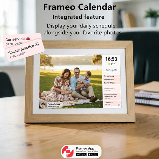 Wooden Digital Photo Frame | 10.1 Inch Display | 32GB Storage | WiFi Frameo