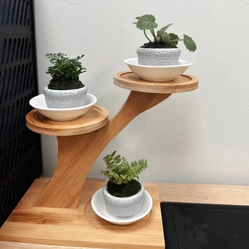 1pc 2-Tier Bamboo Stand,Bamboo Shelf for Home/Office, Compact Design,Perfect for Home and Office Desktop and Balcony Decor from PriceLows™