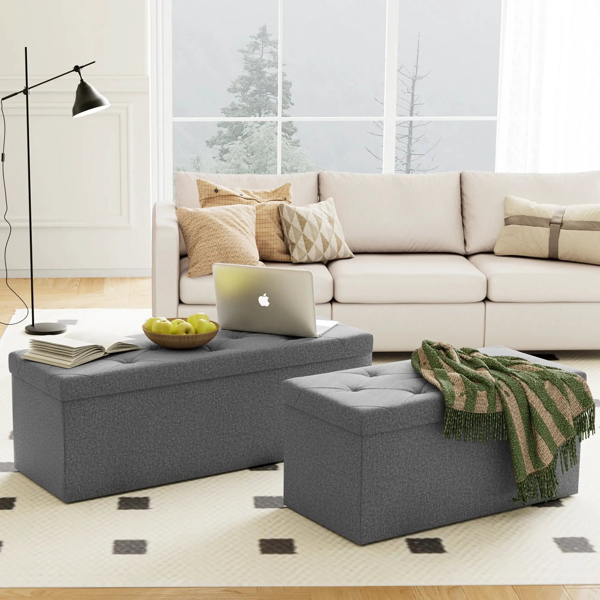 JHK Folding Storage Ottoman Bench Living Room Hidden Storage Footstool Toy Box Bedroom Strong Load-bearing Capacity Stool from PriceLows™