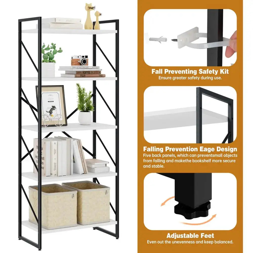 Tiers Bookshelf, Classically Tall Bookcase Shelf, Industrial Book Rack, Modern Book Holder in Bedroom Living Room Home Office, from PriceLows™
