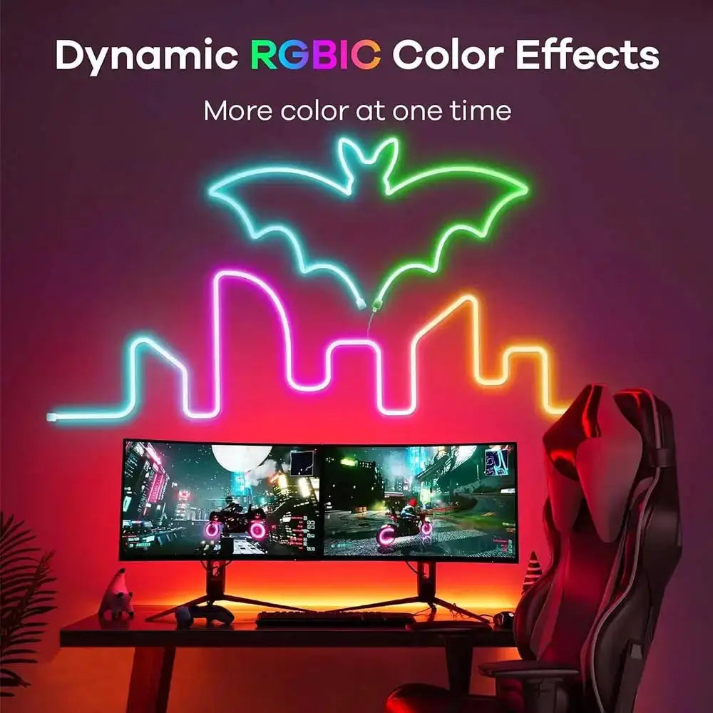 TUYA Neon LED Strip Lights 5V 72LEDs/M Silicone Neon Rope Light with Music Sync RGBIC Dreamcolor Chasing Strip Tape for Room from PriceLows™