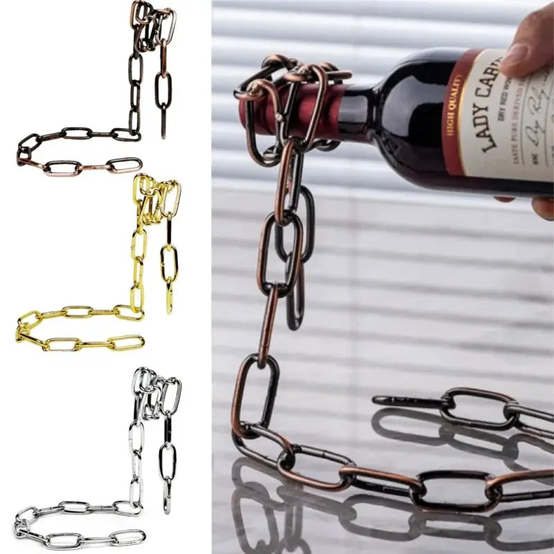 Creative Wine Display Stand Iron Chain Wine Bottle Holder Home Decorations Table Decor Wine Cabinet Storage Rack from PriceLows™