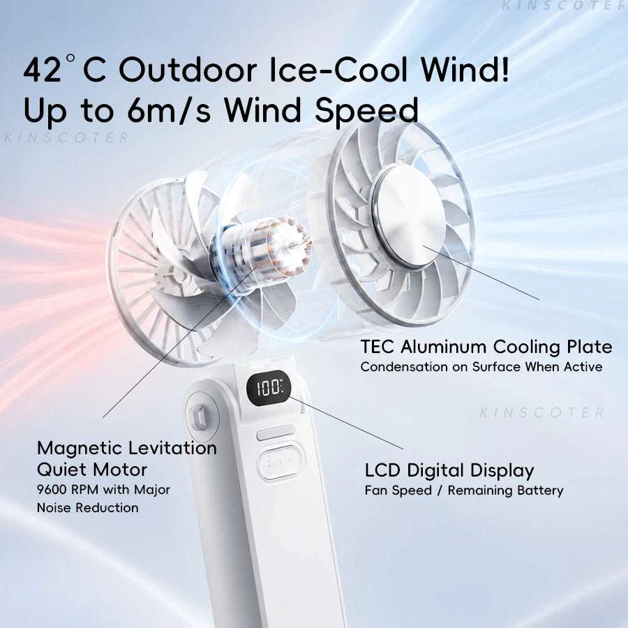 Handheld Fan | 3600mAh Battery | Foldable Portable | 100 Speed Levels