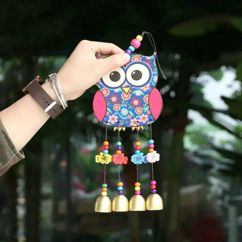 Painted Wooden Wind Chime National Style Peacock And Owl Animal Outdoor Wind Spinner With Bells Home Garden Decoration Ornaments from PriceLows™
