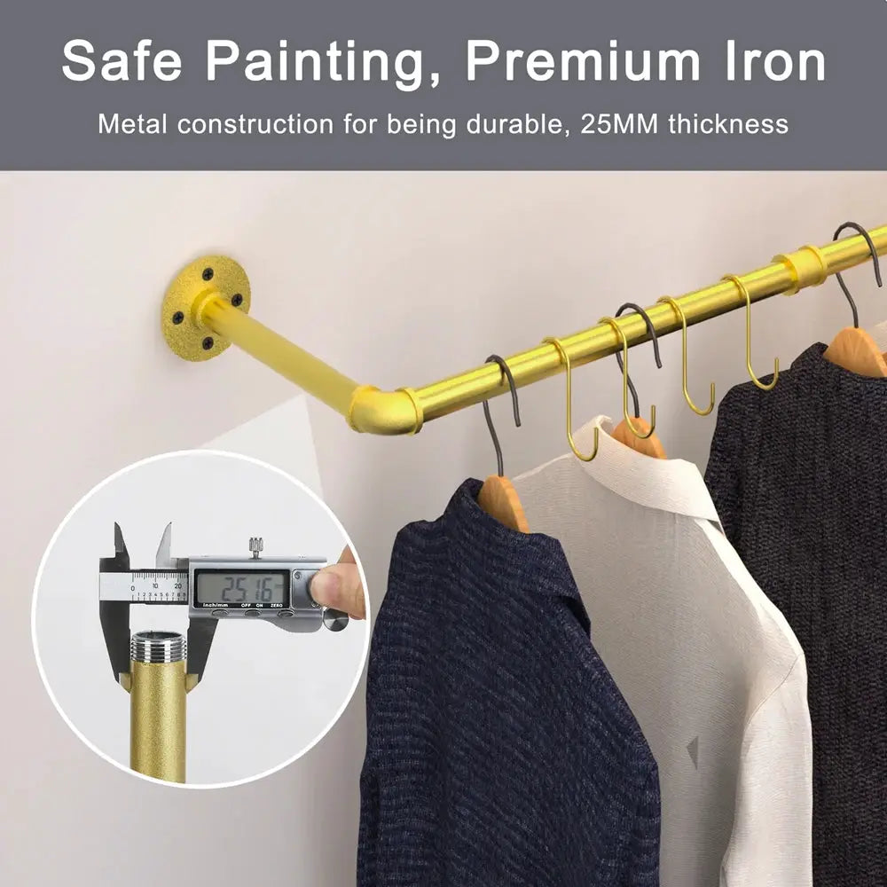 Wall Mounted Industrial Pipe Clothes Rack Bedroom Hanging Garment Rail Rack Space Saving Shelf from PriceLows™