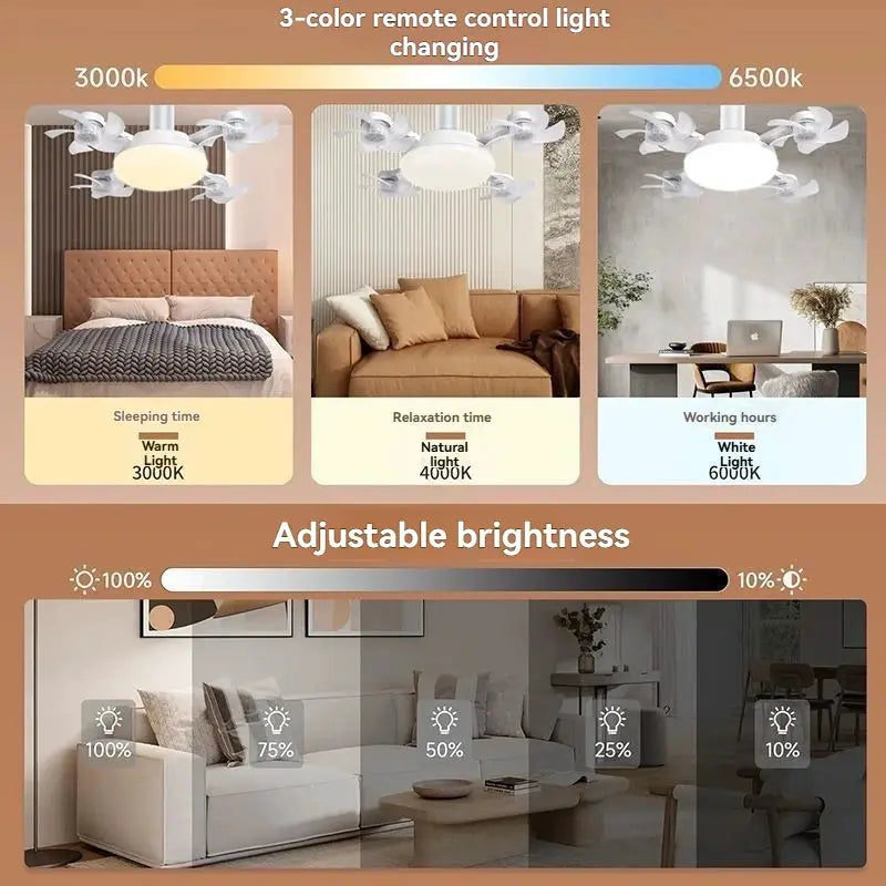 Ceiling Fan Light | E27 Base | Remote Dimmable LED | Nordic Modern