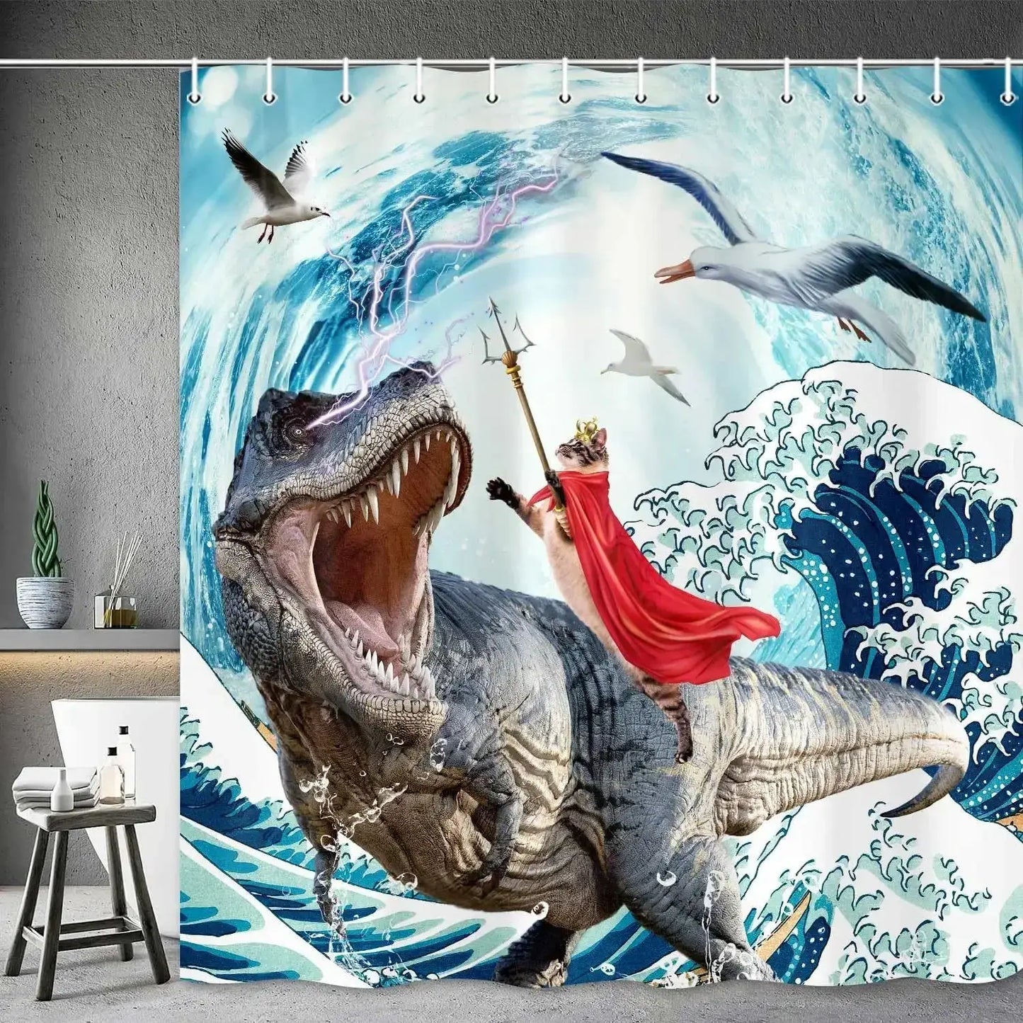 Funny Shower Curtains Bathroom Curtain With Hooks Decor Waterproof Cute Cat Dinosaur Bath Polyester Fabric 3D Cortinas De Ducha from PriceLows™