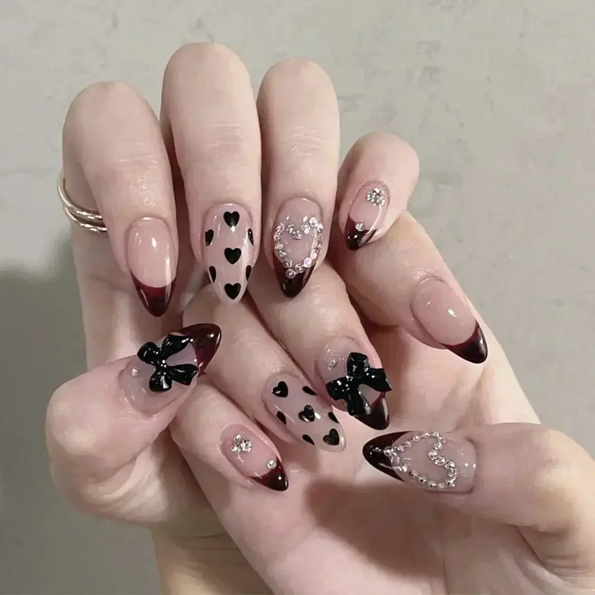 Press On Nails | Almond Shape | French Tips | 24 Piece Set