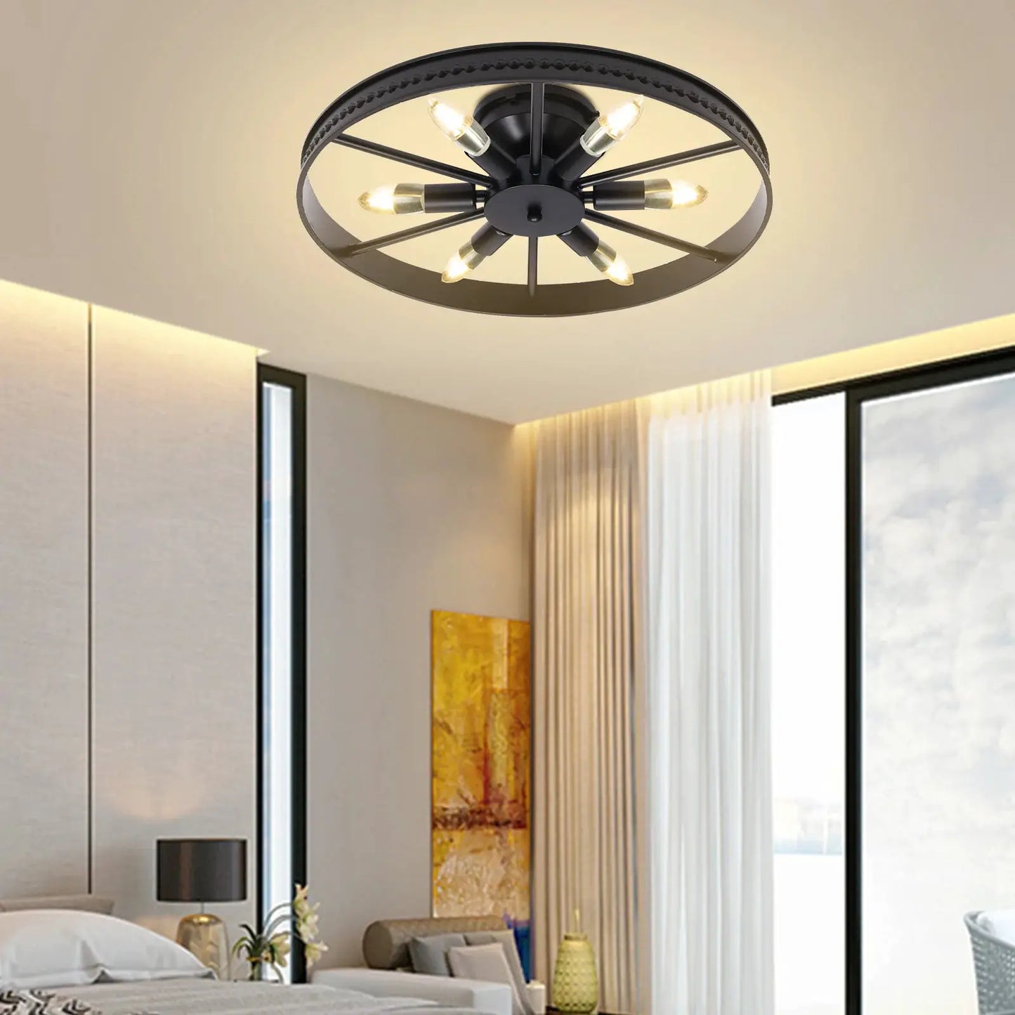 110V Industrial Round Ceiling Light, Ceiling Lights for Residential and Commercial Lighting Bedroom, Kitchen, Bathroom from PriceLows™
