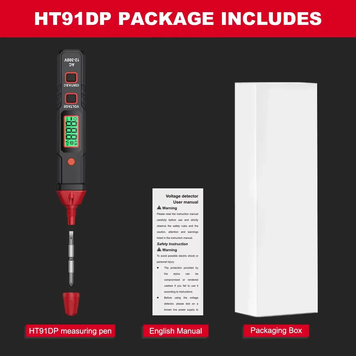 HABOTEST HT91CP/DP Series Digital Voltage Phase Sequence Measuring Pen Voltage Detector Probe Zero Live Wire Voltage Meter from PriceLows™