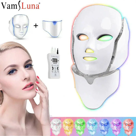 7 Colors Photon Therapy Led Facial Mask Skin Rejuvenation Tighten Acne Anti Wrinkle Korean Face Neck Beauty Spa Instrument from PriceLows™