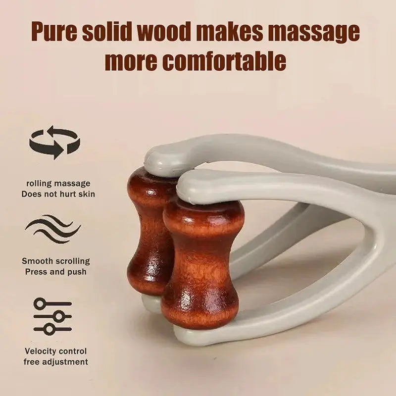 Solid Wood Finger Massager | 360 Degree Roller | Acupressure Stick