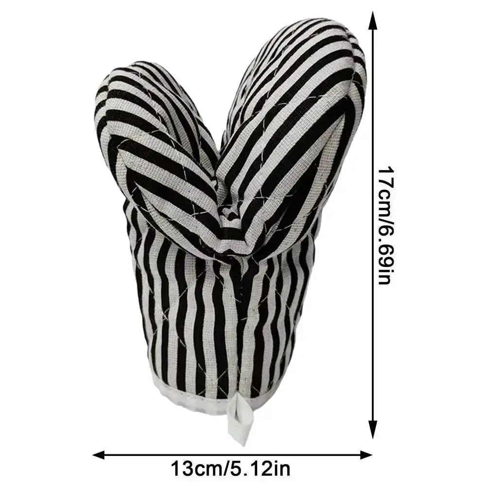 Oven Mitts | Heat Resistant | Striped Cotton-Polyester