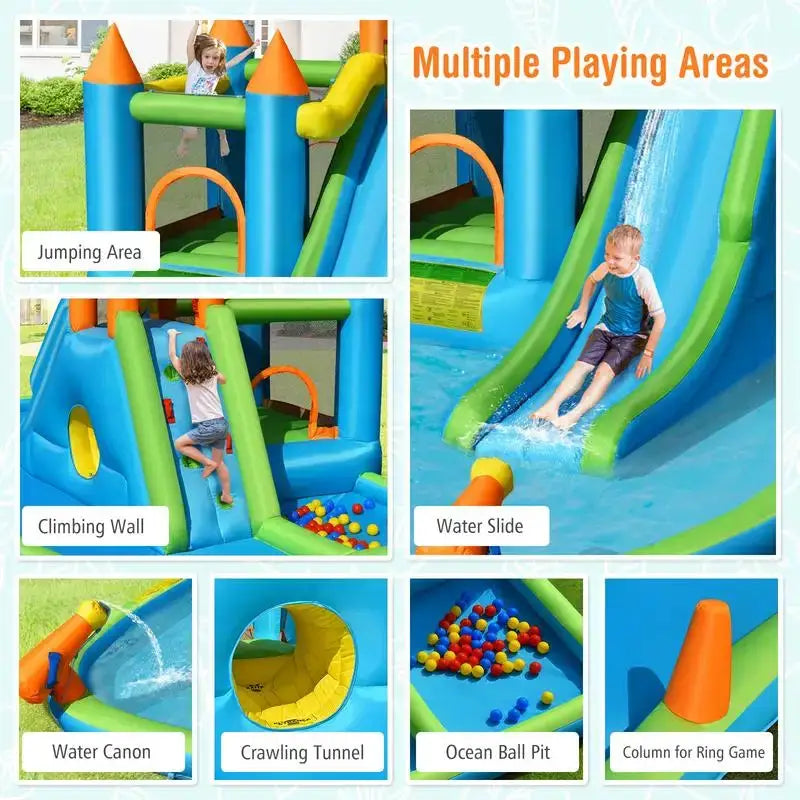 Inflatable Water Slide with Bounce House and Splash Pool without Blower for from PriceLows™