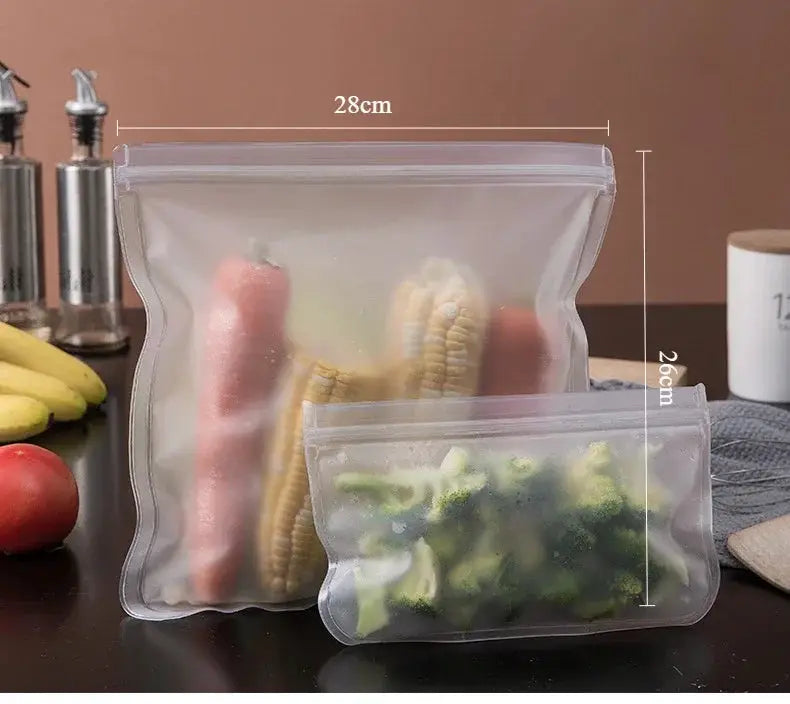 Reusable Food Storage Bags | Leakproof | Food Grade EVA | Stand Up Zip