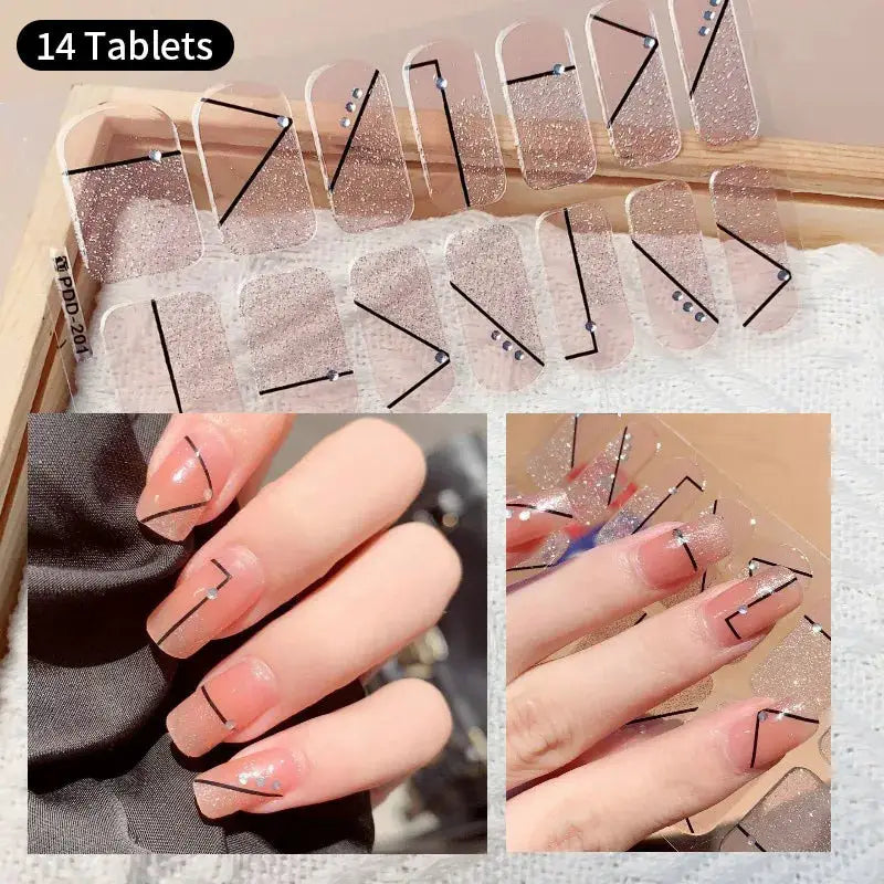 Full Cover Nail Stickers Fashion Nail Polish Nail Decoration Sparkling Glitter Self Adhesive Manicure Designer Nail Art Sticker from PriceLows™