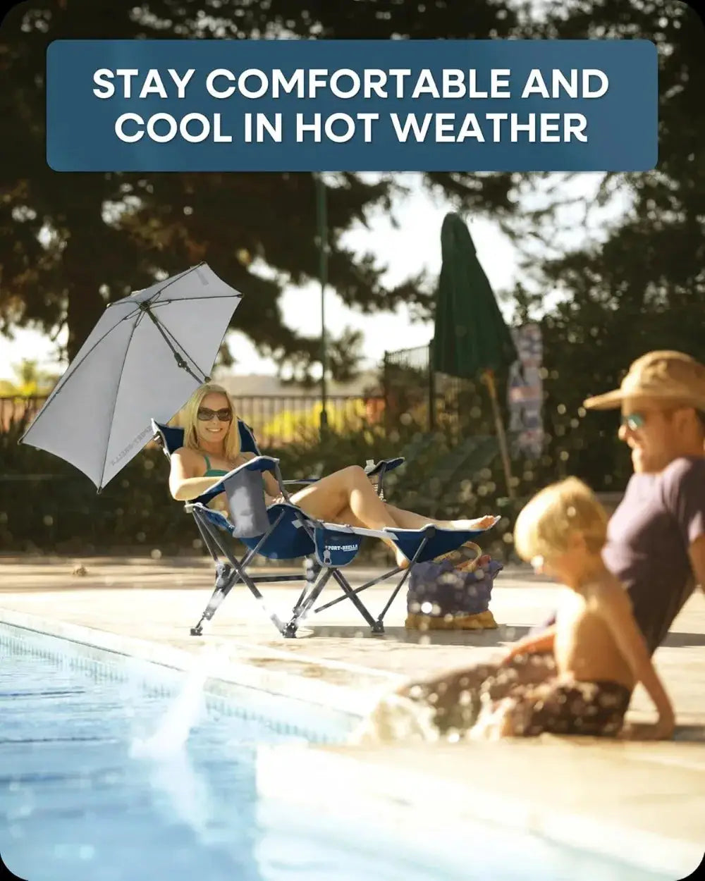 Reclining Beach Chair with Adjustable Canopy, Portable Folding Lounge Chair for Outdoor Sun Shade from PriceLows™