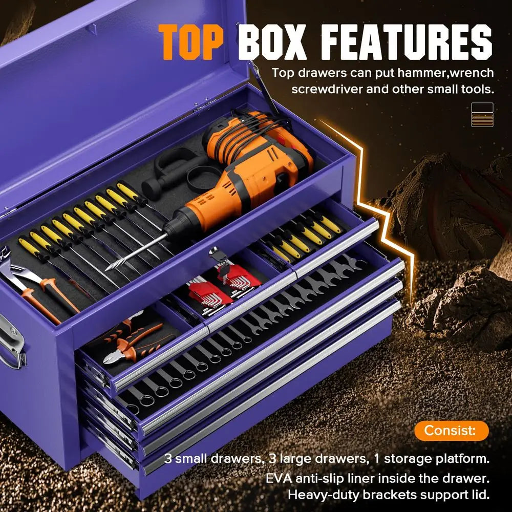 Lockable 8Drawer Rolling Tool Chest amp Cabinet Combo with Black Liner HeavyDuty Steel Garage Tool Box on Wheels Detachable Top from PriceLows™